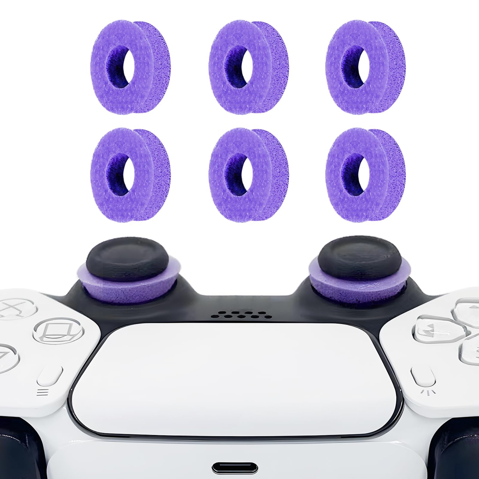 6 Pack Precision Rings Aim Assist for PS5, for PS4, Compatible with Xbox Controllers Accessories– Enhance Accuracy & Control with Soft Silicone Rings – Compatible with Fortnite & FPS Games, Purple