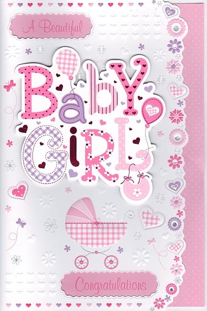 Bebe Fille Naissance Carte D Une Belle Bebe Fille Amazon Fr Jardin