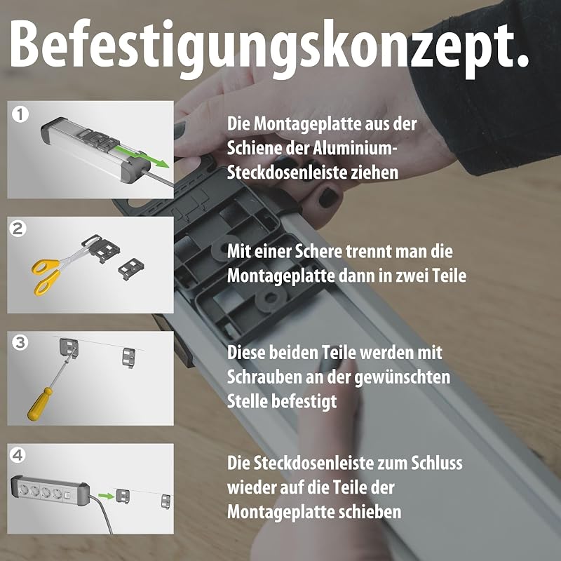 Premium-Alu-Line Steckdosenleiste 6-Fach, 3m