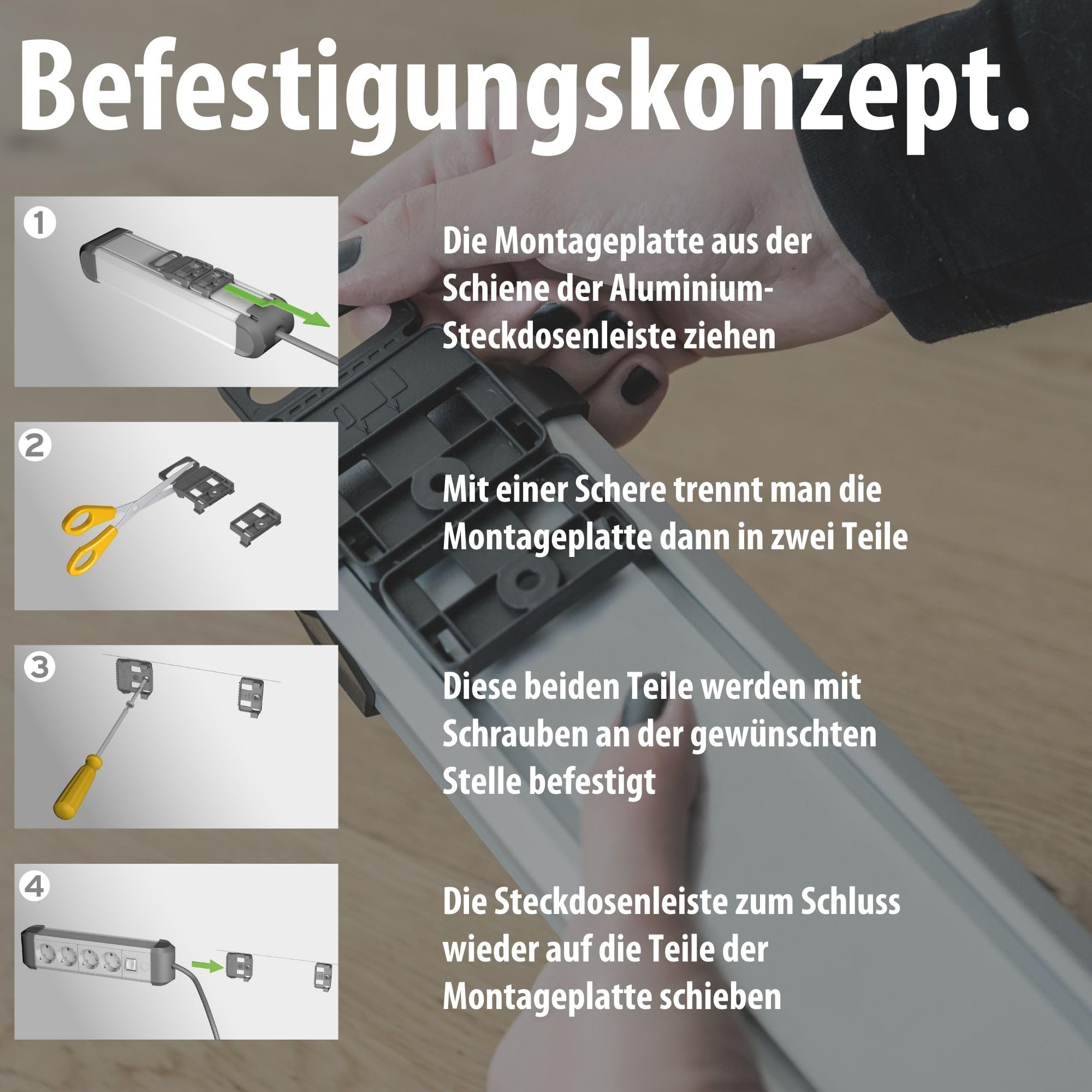 Brennenstuhl Premium-Alu-Line Steckdosenleiste 6-Fach/Steckerleiste aus hochwertigem Aluminium (Mehrfachsteckdose mit Schalter und 3m Kabel, Made in Germany) 6