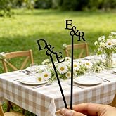 10-100 Pcs Personalized Initial Acrylic Drink Stirrers, Custom Cocktail Stir Sticks with Couple Names, Engagement &amp; Wedding Party Decorations