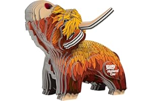 Eugy Highland Cow 3D Puzzle - 34 Piece Eco-Friendly Educational Toy Puzzle for Boys, Girls & Kids Ages 6+