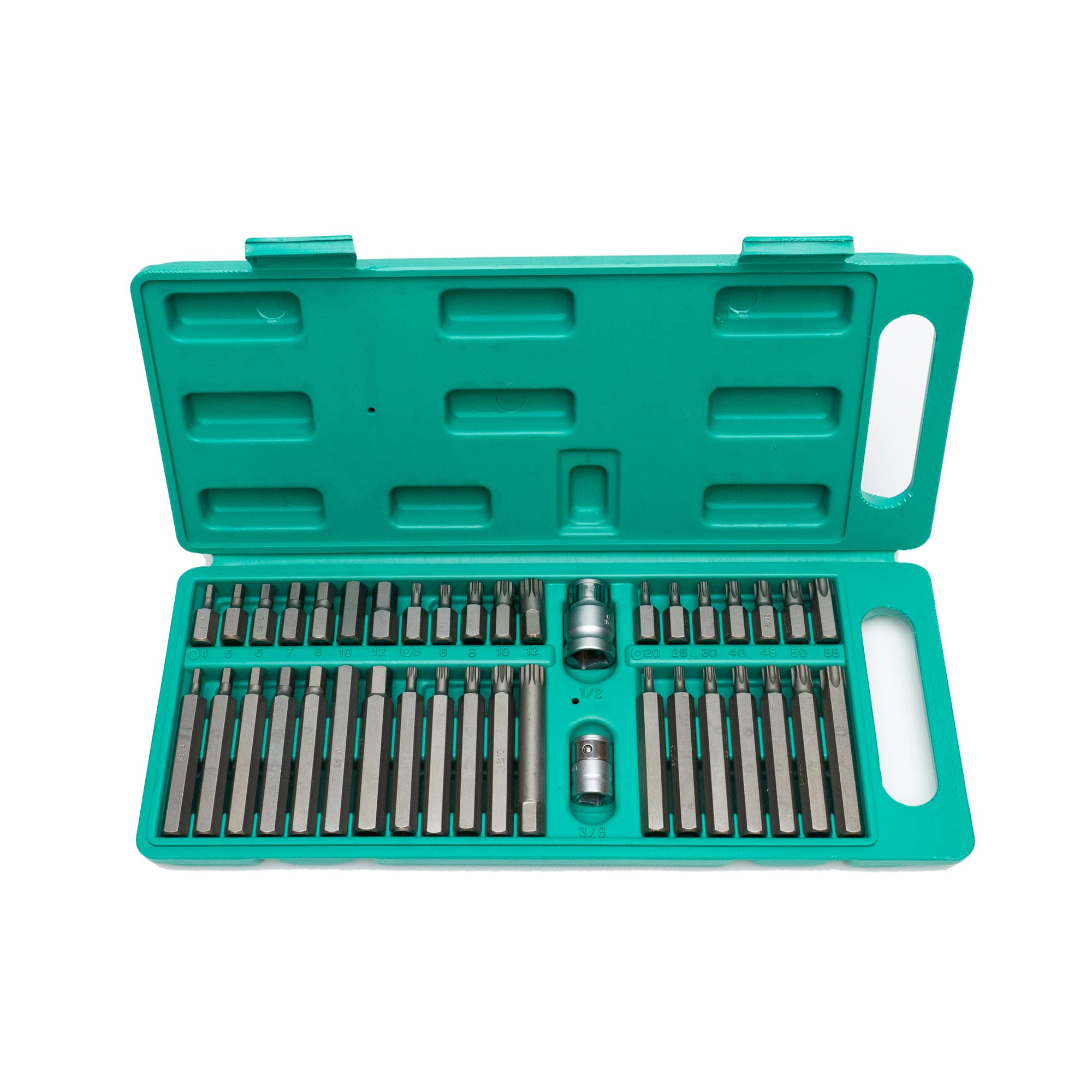 Power bit Set 40t pcs with Extra Long bits, bit Holder 1/2" and 3/8" by Wiesemann 1893 I for Internal Torx Screws T20 - T55 I for Hexagon Socket Screws 4mm - 12mm I for XZN Screws I 80034