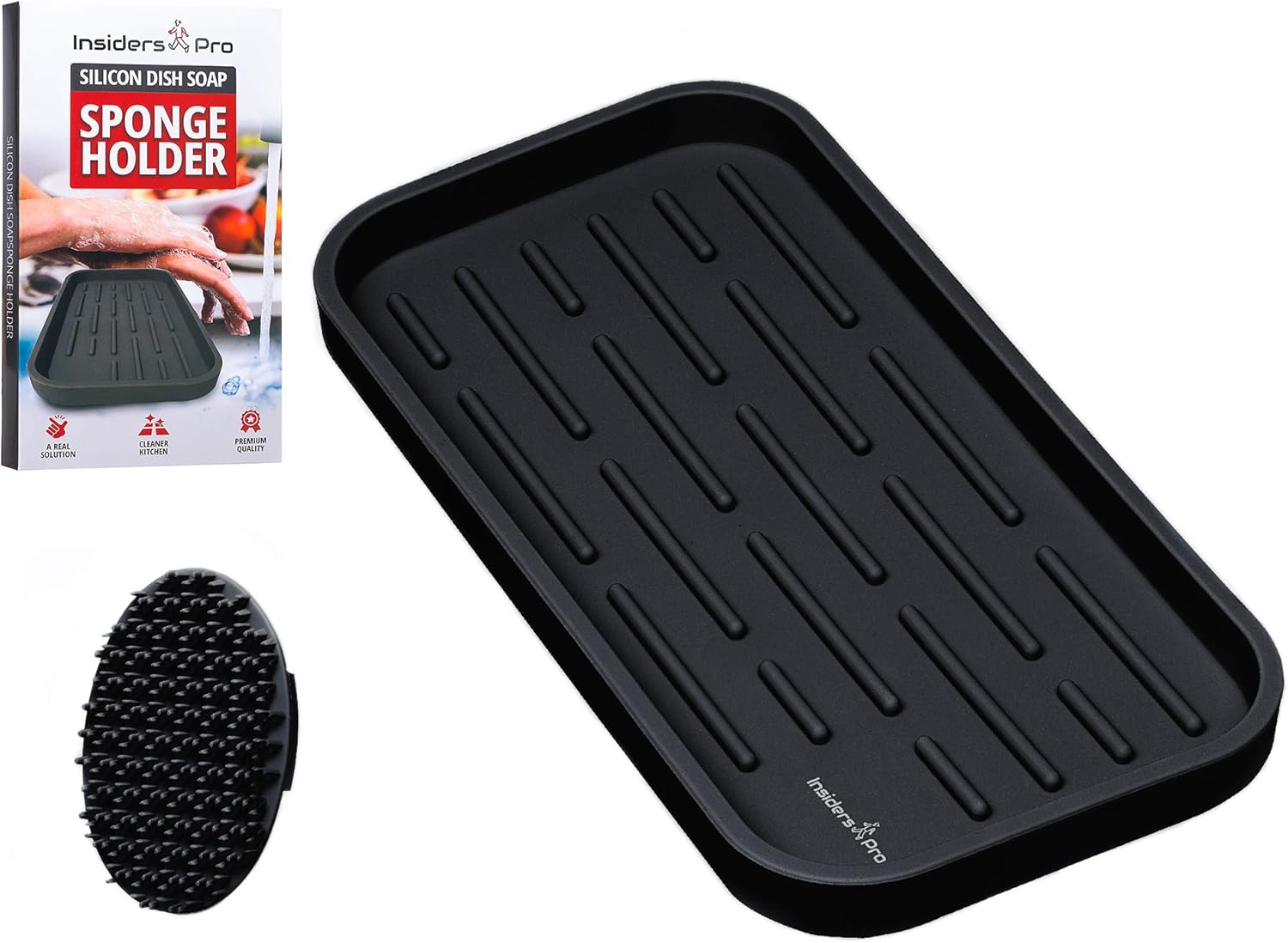Sponge Holder and Dish Soap Tray Sink Caddy Kitchen Organizer Dishwashing