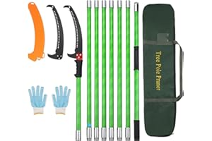 SMONTER 26Ft Tree Pruner Pole Saw for Tree Trimming Manual Branches Trimmer Extendable Pole Saw Cutting Set Garden Tools