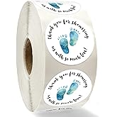 Baby Shower Stickers, Thank You for Showering Us with So Much Love - Pink Foot Stickers, Total 500 Labels Per Roll.