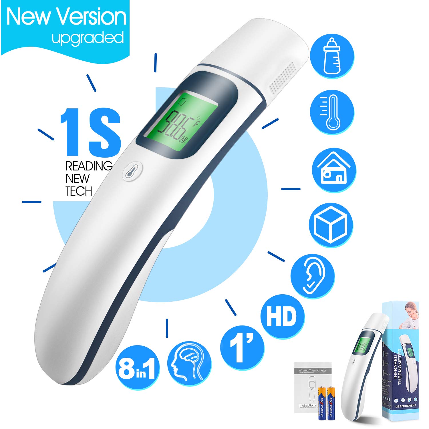 [Upgraded]New Digital Medical Forehead and Ear Thermometer 8in1