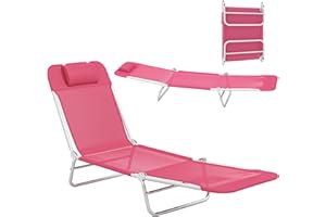 Outsunny Outdoor Lounge Chair, Portable Adjustable Reclining Seat Folding Chaise Lounge Patio Camping Beach Tanning Chair Bed