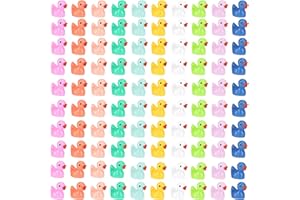 HEQU 100 Pcs Mini Resin Ducks to Hide 10 Colors Tiny Duck Little Animals for DIY Craft Aquarium Miniature Fairy Garden Access