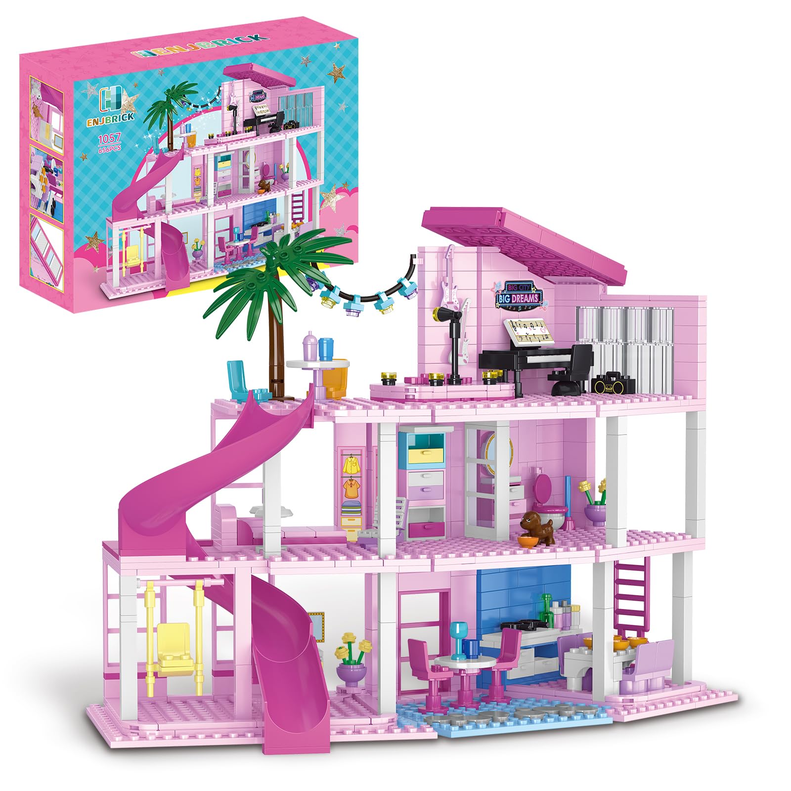 Photo 1 of Pink Dream House Building Set Compatible with Lego for Girls 8-12 Years,Friends Dollhouse Toy Building Playset for Kids Christmas,Birthday,Halloween