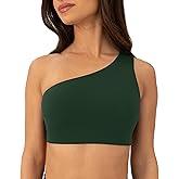 PAVOI ACTIVE Asymmetrical Sports One Shoulder Bra for Women - Low Support One Strap Bra Workout Top Removable Pads - FlexFlow