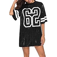 Customized Name Number Baseball Game Day Sequin T Shirt Jersey Dress  Stretch Glitter Black at Amazon Women's Clothing store