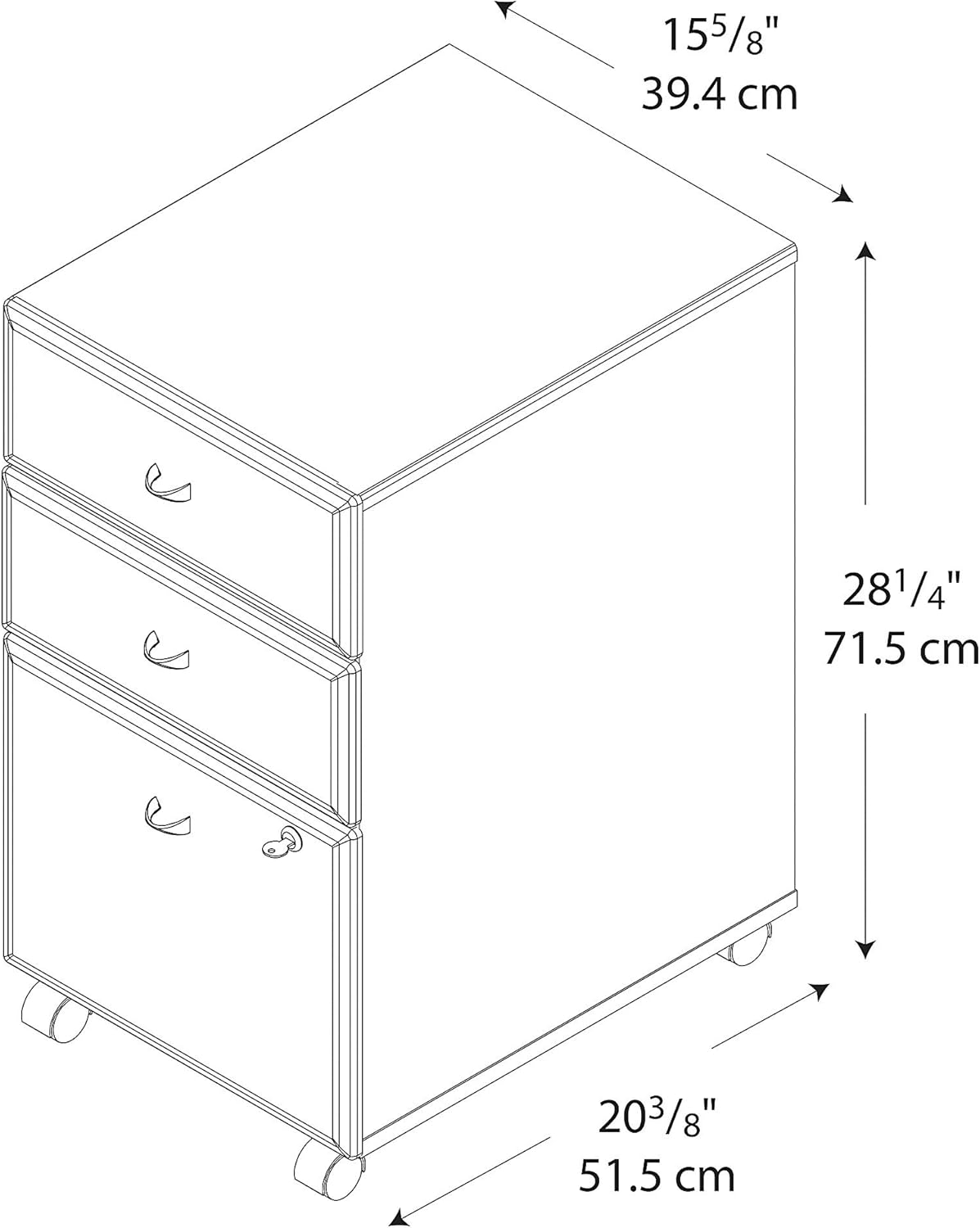 Bush Business Furniture Series A 3 Drawer Mobile File Cabinet, Hansen Cherry/Galaxy: Furniture & Decor