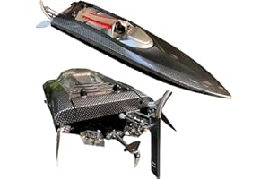 Ssccgym 25inch UDI022 Large Remote Control Boat for Adults Boys Experts Alloy Tail Kits RC Brushless Watercraft 50km/h 31mph 3S/4S Battery & LED 4WD Full-Functions RC Sail