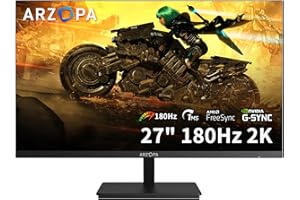 ARZOPA 27" 180HZ Gaming Monitor - 2K QHD 2560x1440 Fast IPS Computer PC Display 115% sRGB Adaptive-Sync 1ms Response, 1x Display Port 1.4, 1x HDMI 2.0 -M1RC