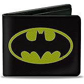 Buckle-Down DC Comics Wallet, Bifold, Batman Bat Signal Logo Black Yellow Black, Vegan Leather