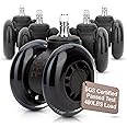 ZOFF Double Rollerblade Office Chair Wheels - 3 inch - Replacement Rubber Chair Casters - Smooth & Quiet Rolling - Easy Installation - Safe for Hardwood Floors & Carpet - Universal Fit - Set of 5