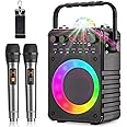 VerkTop Karaoke Machine, Portable Bluetooth Karaoke Speaker with Disco Projection Lights for Kids Adults, Singing Machine with Two Wireless Microphone, Birthday Gifts for Girls Boys Home Party