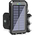 Solar Charger 20000mAh Portable Solar Power Bank with Dual USB Output Waterproof External Battery Pack Compatible Most Smart 