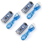 ELEGOO Presoldered Nano Board USB-C with Cable Compatible with Arduino 3PC | ATmega328P, CH340, 5V 16MHz, 32KB Flash, Microcontroller Mini Board, Data Cable Included, 14 Digital I/O, 8 Analog Inputs