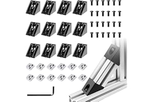 Seekliny 12pcs 4040 45 Degree Inside Corner Angle Support Bracket, 40x40 Aluminum Extrusion Connector Hardware Accessories T-Slot V-Slot Black