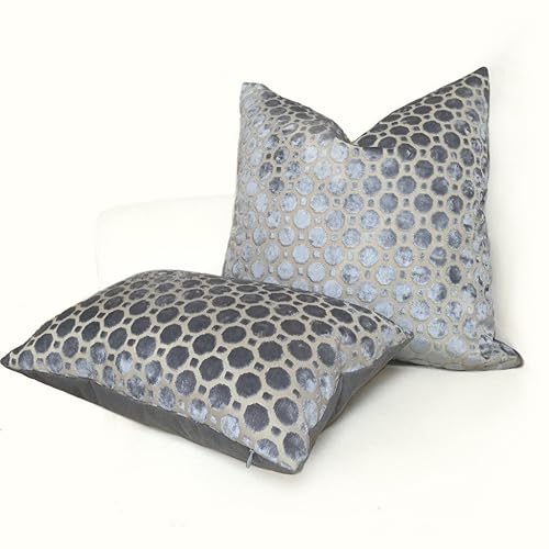 Amazon Com Robert Allen Velvet Geo Gray Cut Velvet Pillow Cover