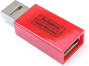 PortaPow USB Data Blocker (Red) - Protect Against Juice Jacking