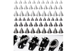 QFWDFCTRENZ 3D Mini Metal Punk Nail Art Studs 6 Grids Mixed Sizes Punk Rivet Nails Charm for Women Spikes Alloy Nail Rivets Jewelry Goth Nails Art Charms DIY Crafts Decoration Accessories Silver Black
