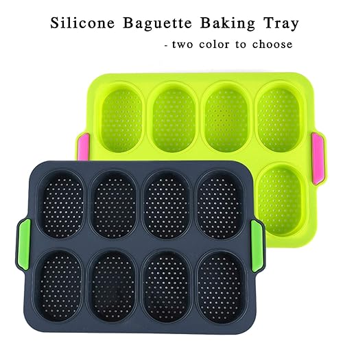 PDJW Loaf Pan,8 Cavities Silicone Baking Pan, Bread Pans for