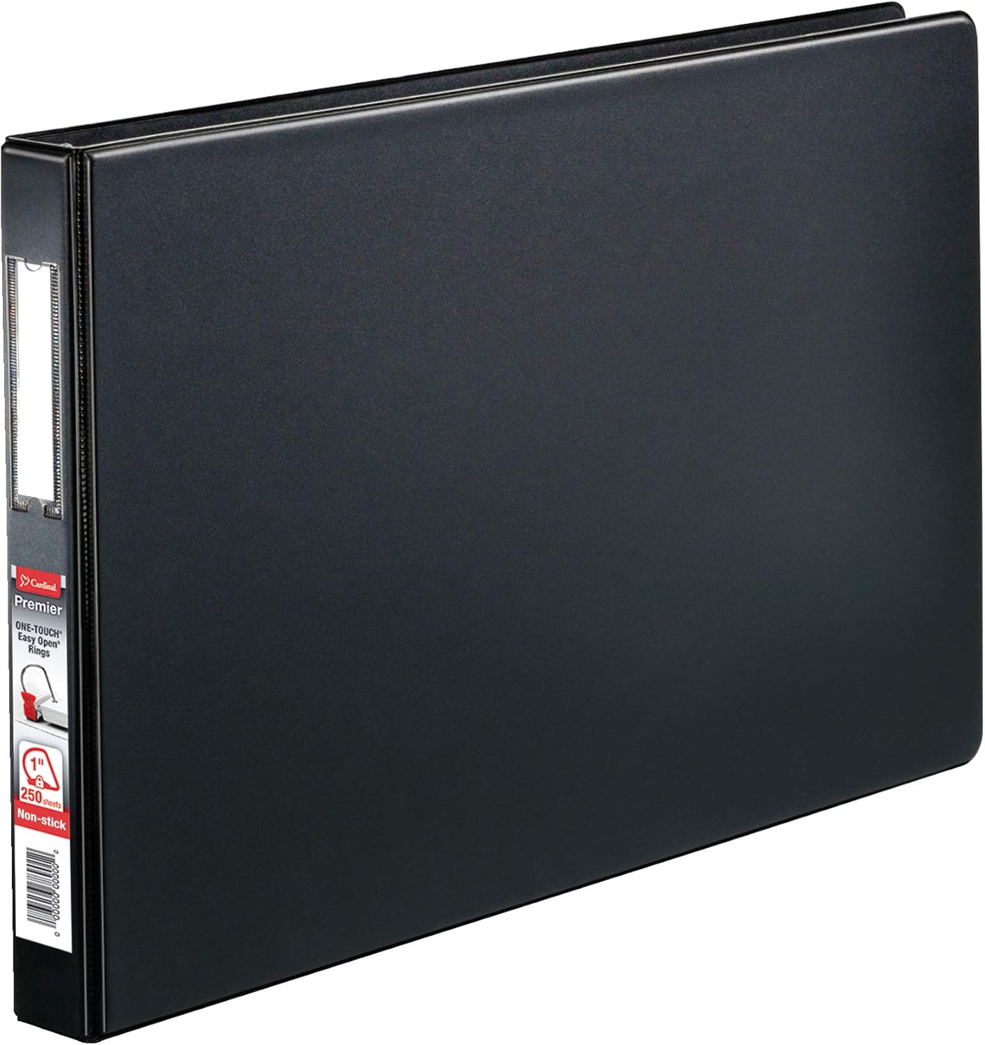 Cardinal Premier 11 x 17 3-Ring Binder, 1" Locking Slant-D Rings, Heavy-Duty Covers, 250-Sheet Capacity, Black with Spine Label (12112V4)