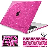 Teryeefi Compatible with MacBook Air 15 inch Case M4 M3 M2 Chip 2025 2024 2023 Release A3241 A3114 A2941 Model with Keyboard Cover + Type C Adapter for Air 15.3 Sparkly Case, Glitter Rose Pink