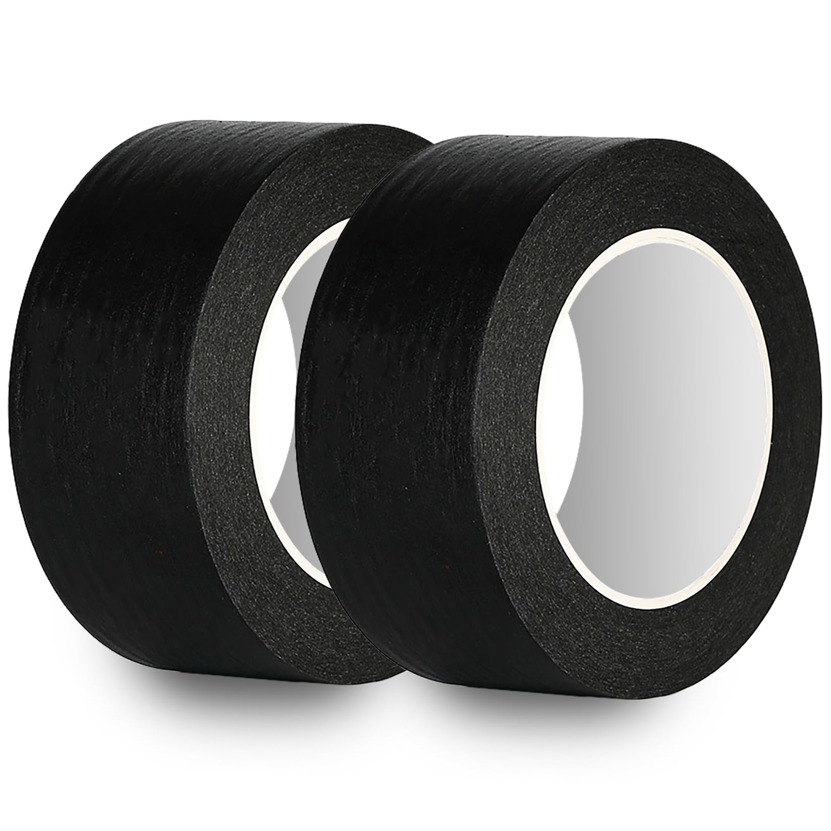 Rusoz Masking Tape For Painting 50mm, 2 Rolls Black Painters Tape 50m In Length, High Viscosity Tearable & Impermeable Painting Decorating Tape For Decoration Auto Repair And Artwork
