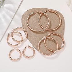 Thick Rose Gold Hoop Earrings For Women Sterling