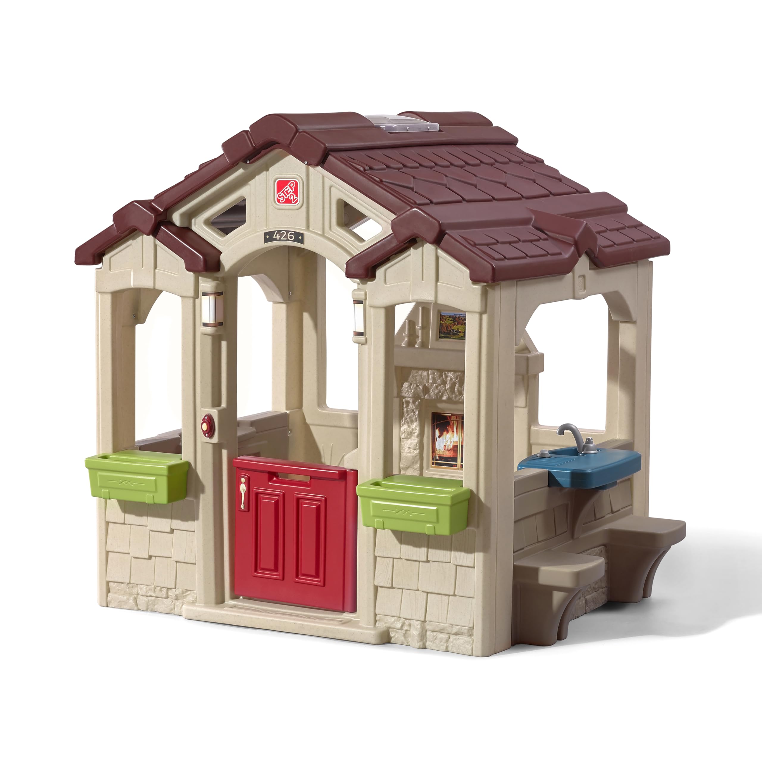 Photo 1 of **MISSING BOX 1 of 2**Step2 Charming Cottage Kids Playhouse, Indoor/Outdoor Playset, Interactive Play with Sounds, Made of Durable Plastic, For Toddlers 2+ Years Old