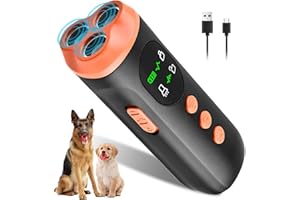 Lamido 4 in 1 Dog Bark Deterrent Devices with Functions Display Panel, 2500 mAh Type-C Rechargeable Anti Barking Device for Dogs, Ultrasonic Dog Training Device up to 35 Ft Effective Control Range