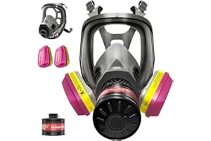 LMINHAN Full Face Gas Masks Survival Nuclear and Chemical, Full Face Respirator Mask With Filters 60923 and 40mm Filter Against Dust, Organic Vapor, Gases Used for Painting, Chemical, Epoxy Resin, Welding