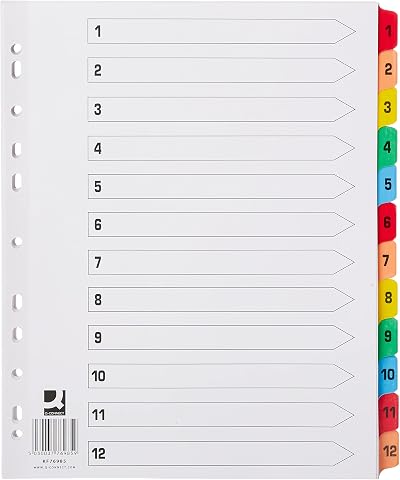 Q-Connect 1-12 Index Extra Wide Reinforced Multi-Colour Tabs