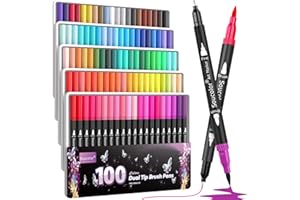 Soucolor Gifts for Teen Girls, Aesthetic Cute Preppy Stuff School Supplies, Teen Girl Gifts, Art Kits for Girls Ages 6-14, 100 Colors Dual Tip (Brush and Fine Point) Markers Pens for Mothers Day Gift