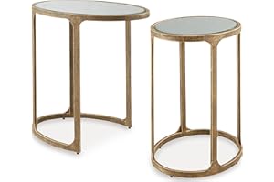 Signature Design by Ashley Irmaleigh Classic Nesting Accent Table Set with Mirrored Tabletops, Set of 2, Metallic