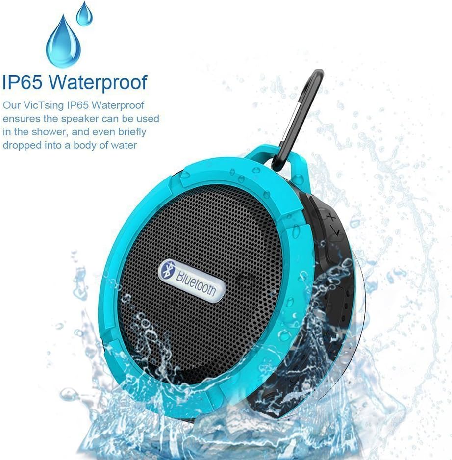 Domon WaterProof, Dust-proof and Shockproof Bluetooth Shower Speaker Mini Portable Wireless Bluetooth Speaker with Stereo Sound, Subwoofer, Free phone,FM function,SD Card(Blue)