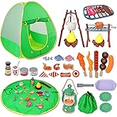Camping Set Toys with Pop up Play Tent Indoor Outdoor Pretend Camping Playset for Toddlers Kids Boys Girls 3-5 Years Old