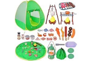 VIWULUTE Camping Set Toys with Pop up Play Tent Indoor Outdoor Pretend Camping Playset for Toddlers Kids Boys Girls 3-5 Years Old