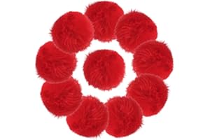 BBGIFTS 10Pcs Red Faux Fur Pom Poms for Hats - 2.3 Inch Fluffy Pom Poms with Elastic Loop for DIY Crafts