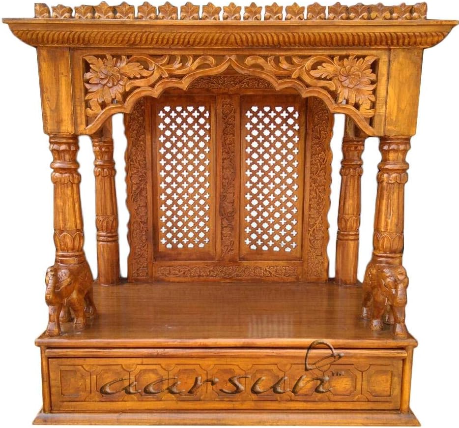 Aarsun Full Wood Temple Puja Mandir Prayer Hand Carved in Teak