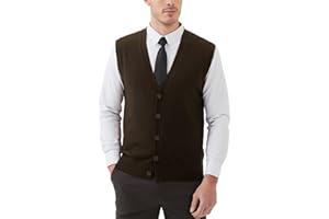 Kallspin Men's Sweater Vest Wool Blend V-Neck Button Sleeveless Cardigan Vest Sweater