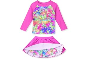 Idgreatim Girls Swimsuit Rash Guard Set Long Sleeve Two Piece Bathing Suit 3-10 Years