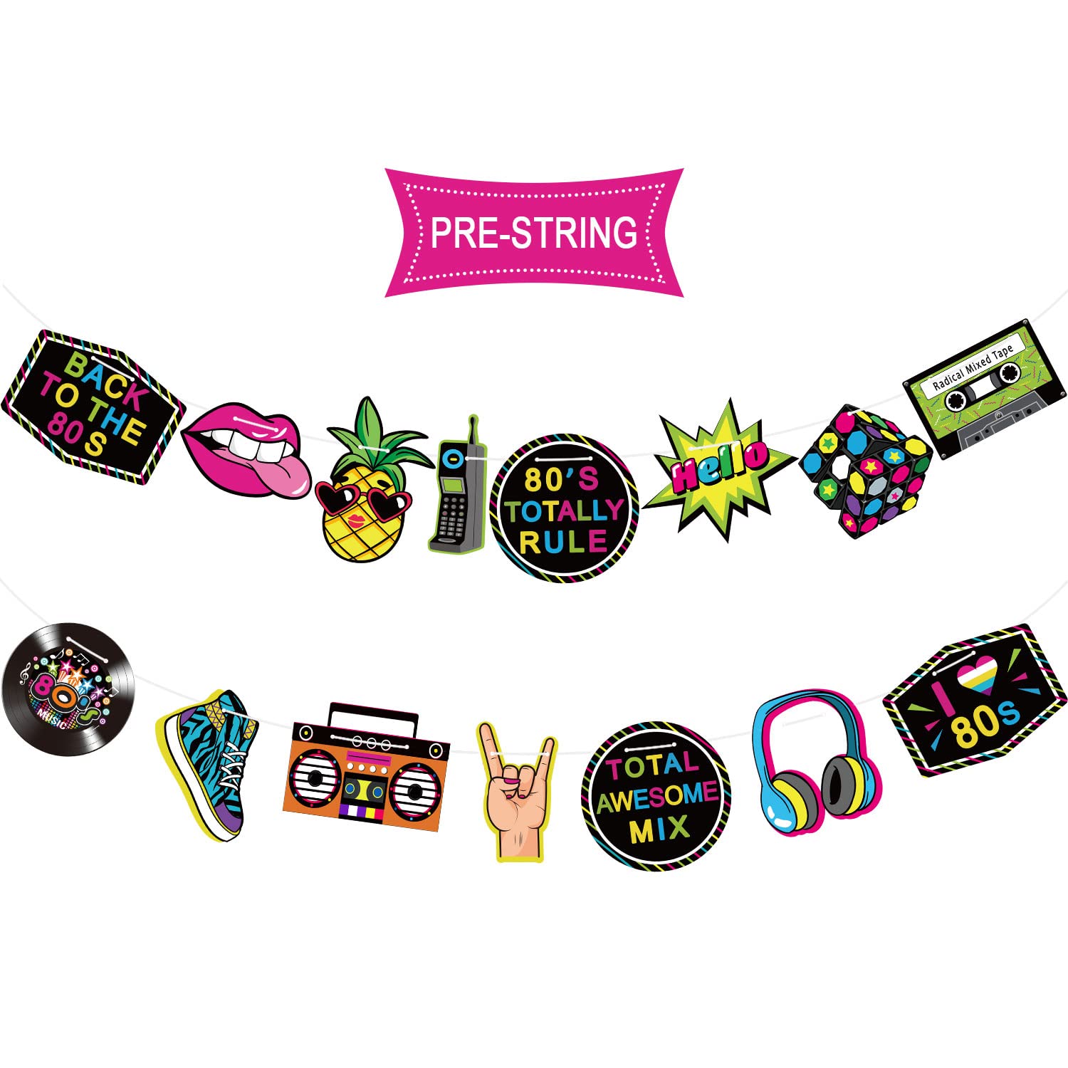 80s Party Decorations 1980s Theme Party Banner, Back to the 80s Sign Party 80s Cutouts for 80's Scene Setters Hip Hop Party Backdrop I Love 80s Table Background Photo Booth Props