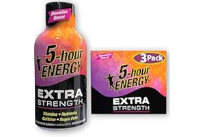 5-HOUR ENERGY | Regular Strenght | Extra | 1.93 oz. | 3 Count | Sugar-Free & Zero Calories | B-Vitamins & Amino Acids | 200mg Caffeinated Energy Shot | Dietary Supplement Essentially for Southern Basics (Hawaiian Breeze)