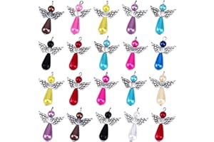 Uonlytech 20pcs Alloy DIY Pendant Set with Angel Wings Shape for Necklace and Random Color Random Style