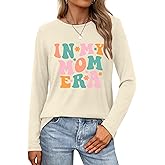 Mama Shirts for Women Mama Print Shirt Mother's Day Casual T Shirt Funny Mom Long Sleeve Tops